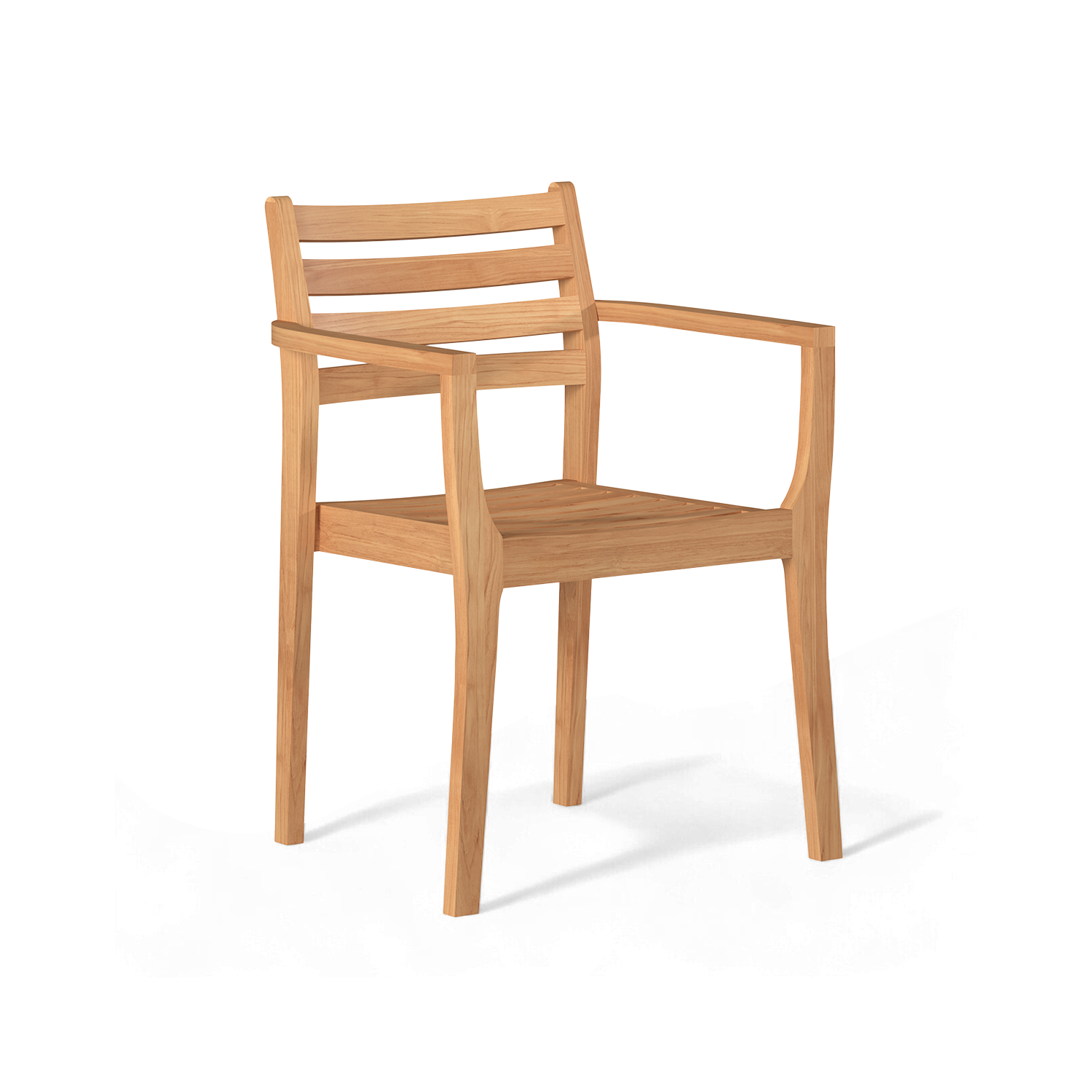 Danois teak dining armchair with slatted back and tapered legs, set of 4, by Curated Maison