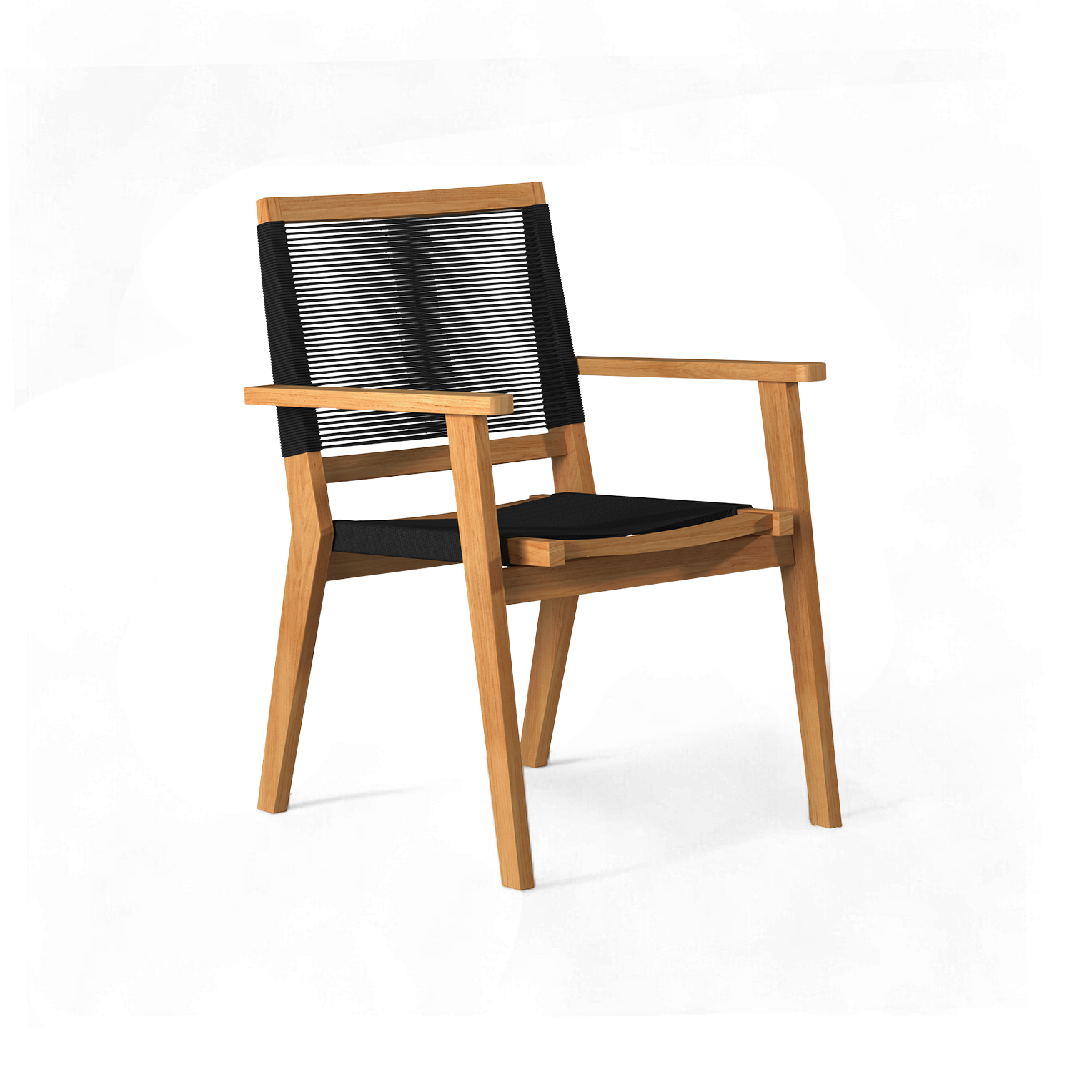 Damien teak dining armchair with handwoven rope seat and back, set of 2, by Curated Maison