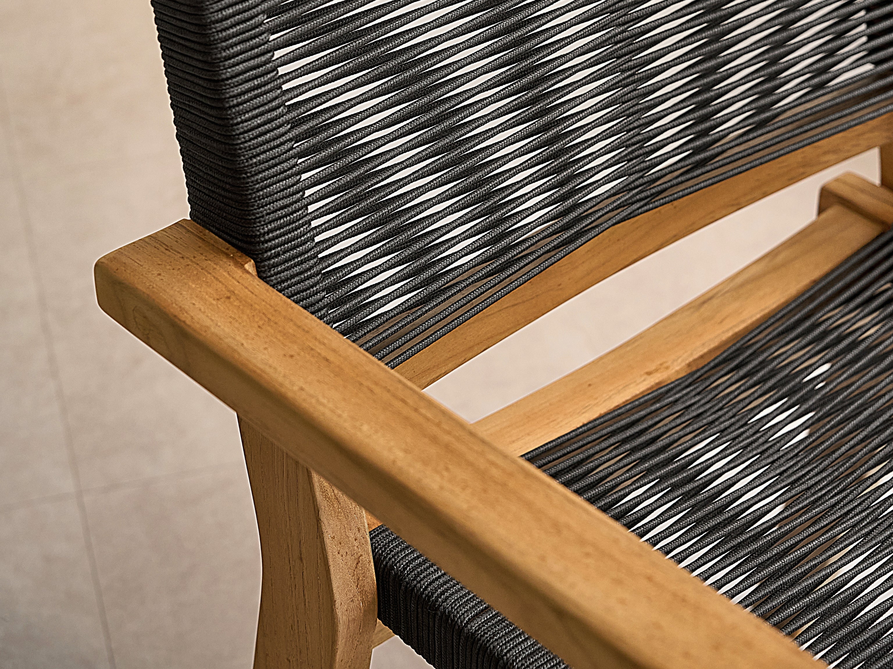 Damien dining armchair hand-woven rope detail
