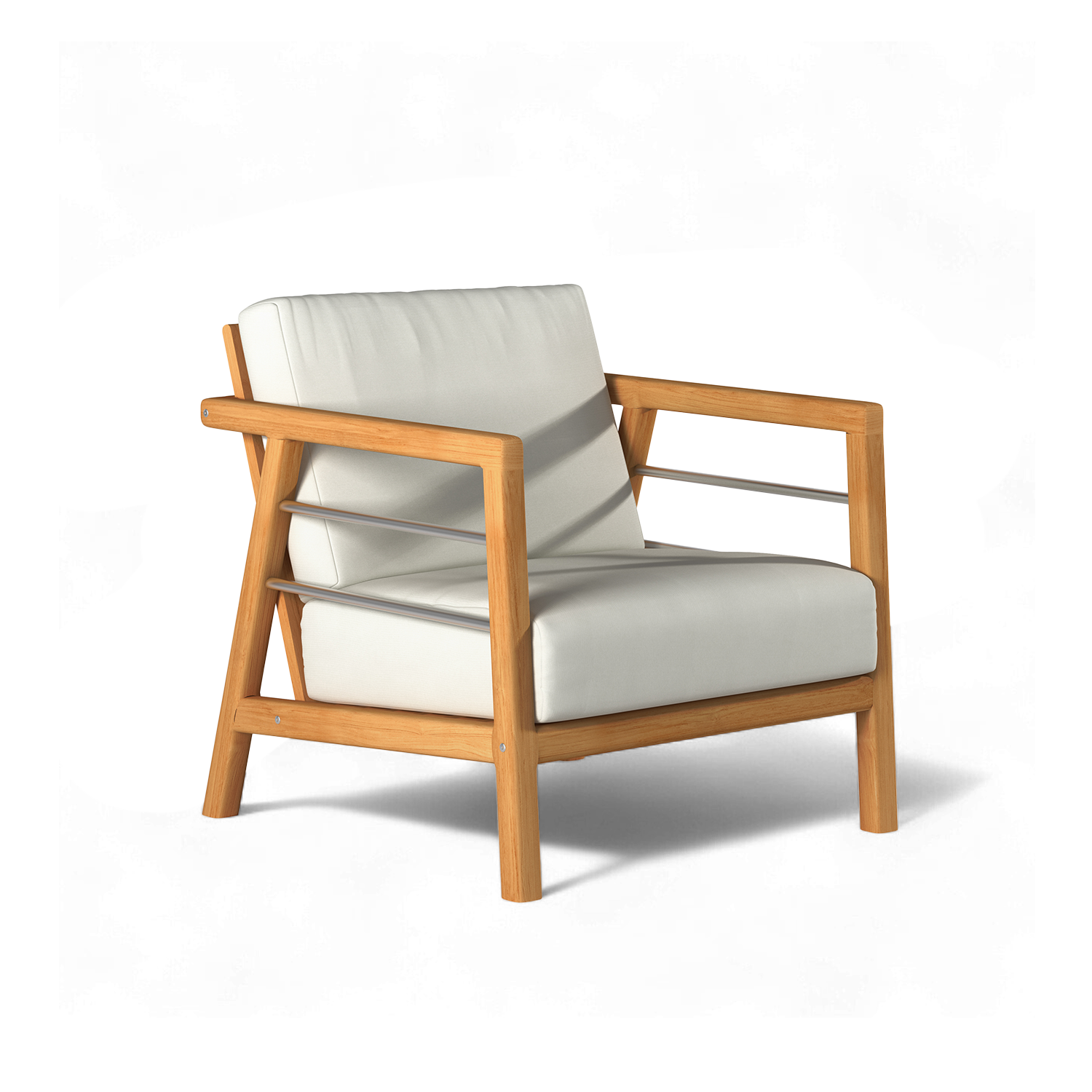 Daniele teak lounge chair with Sunbrella cushions — front view