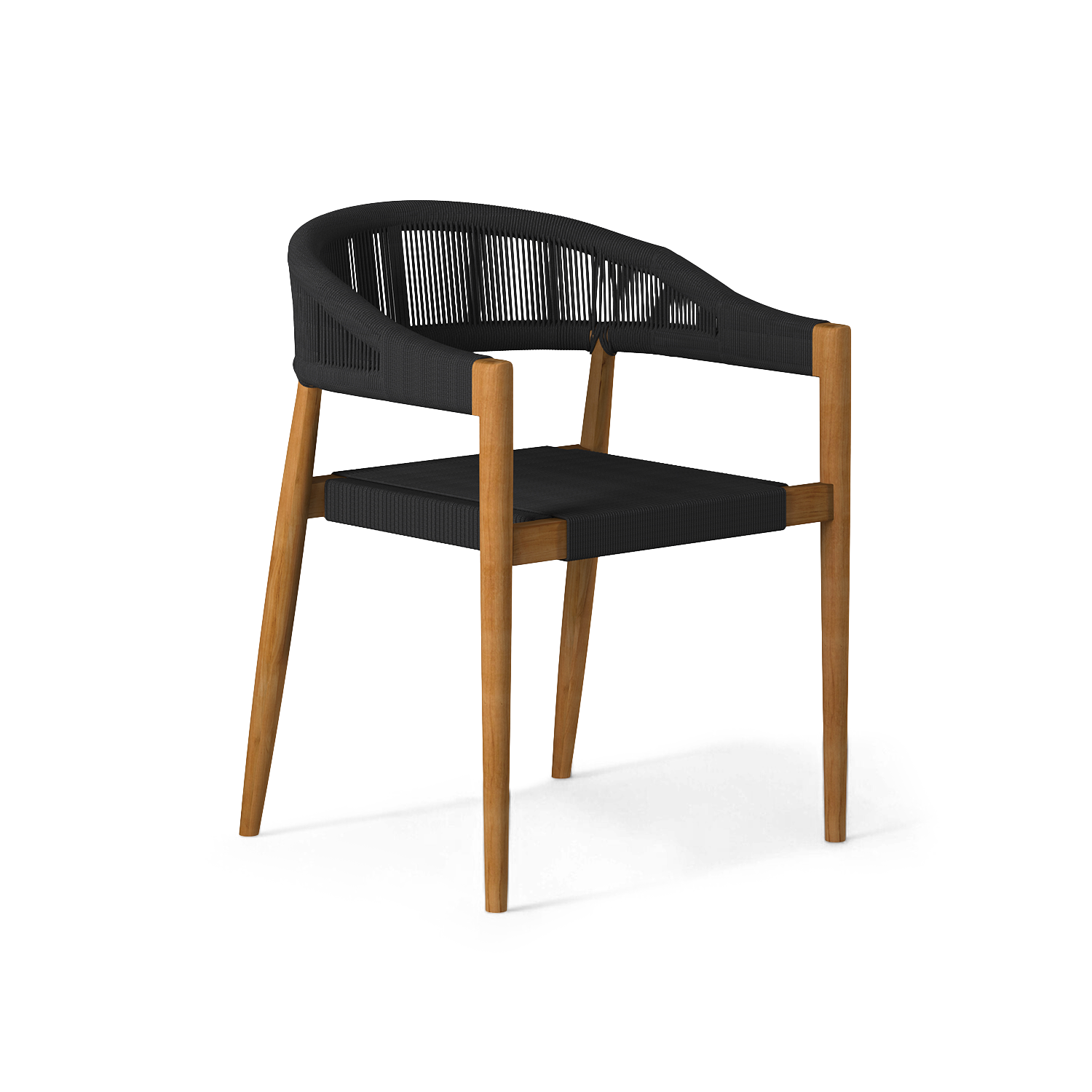 Valerie teak dining armchair with hand-woven rope, set of 4 — front view