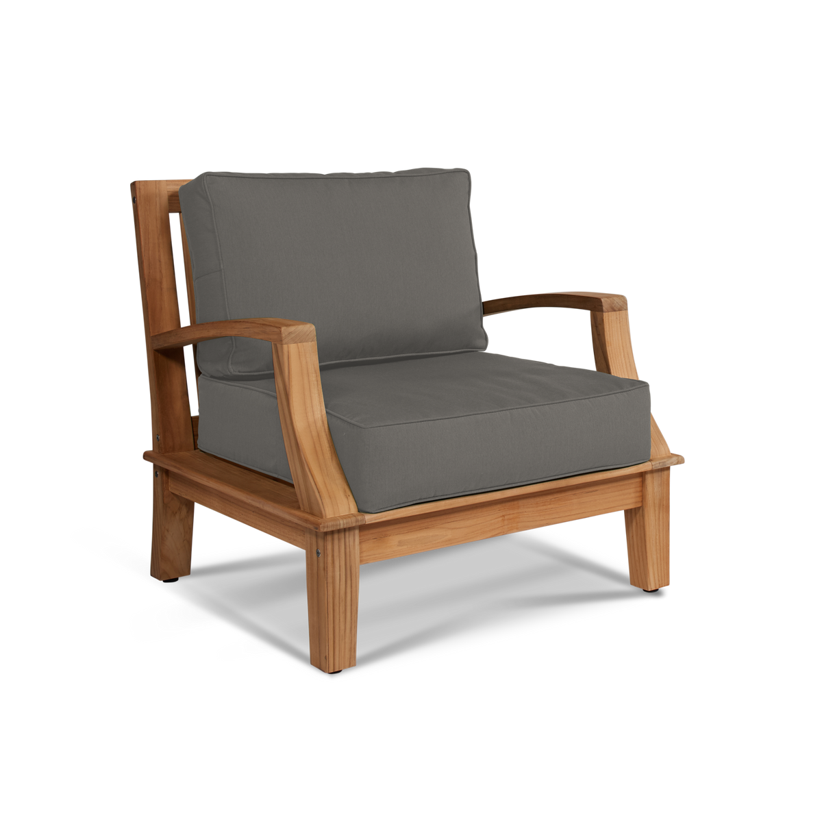 Eliane teak lounge chair with all-weather Sunbrella cushions, by Curated Maison