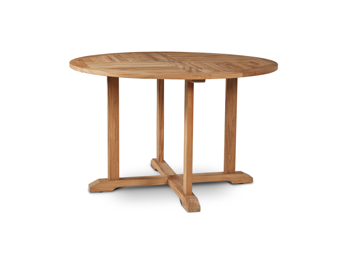 Abel teak 47.25-inch dining table, by Curated Maison