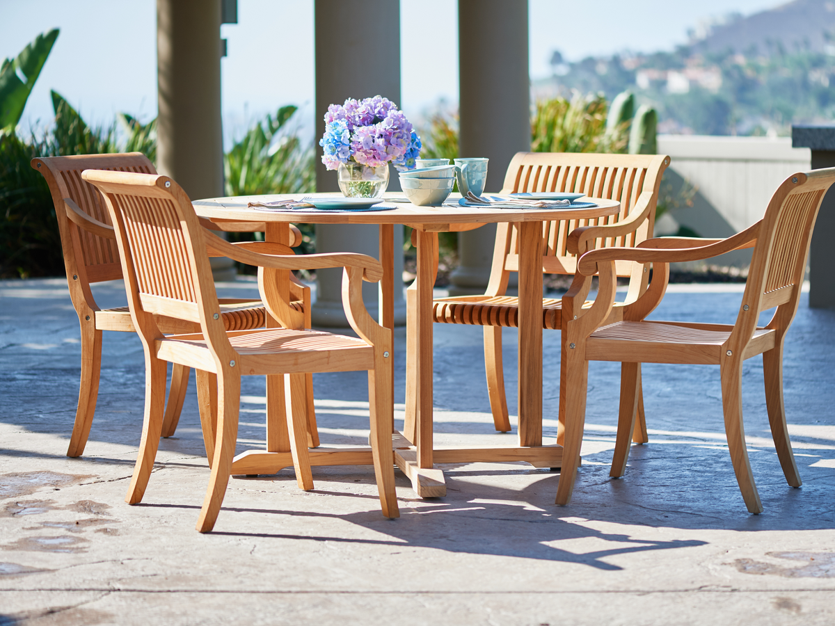 Abel teak 47.25-inch dining table, view 5