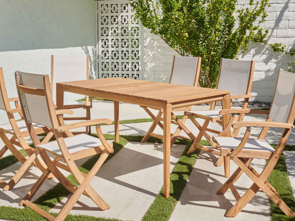 Cateline teak rectangular dining table, view 3