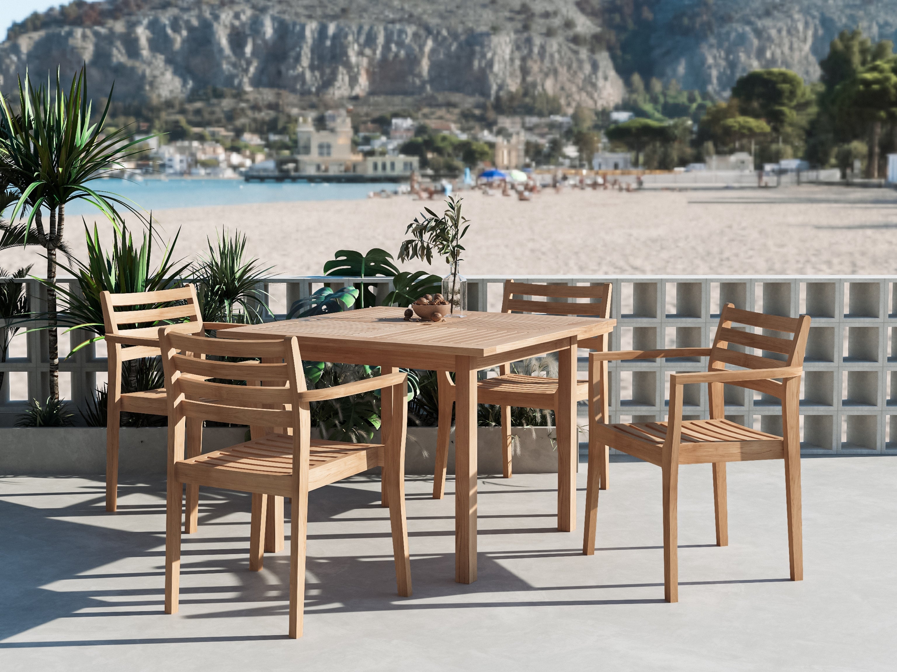 Danois teak dining armchair slat detail