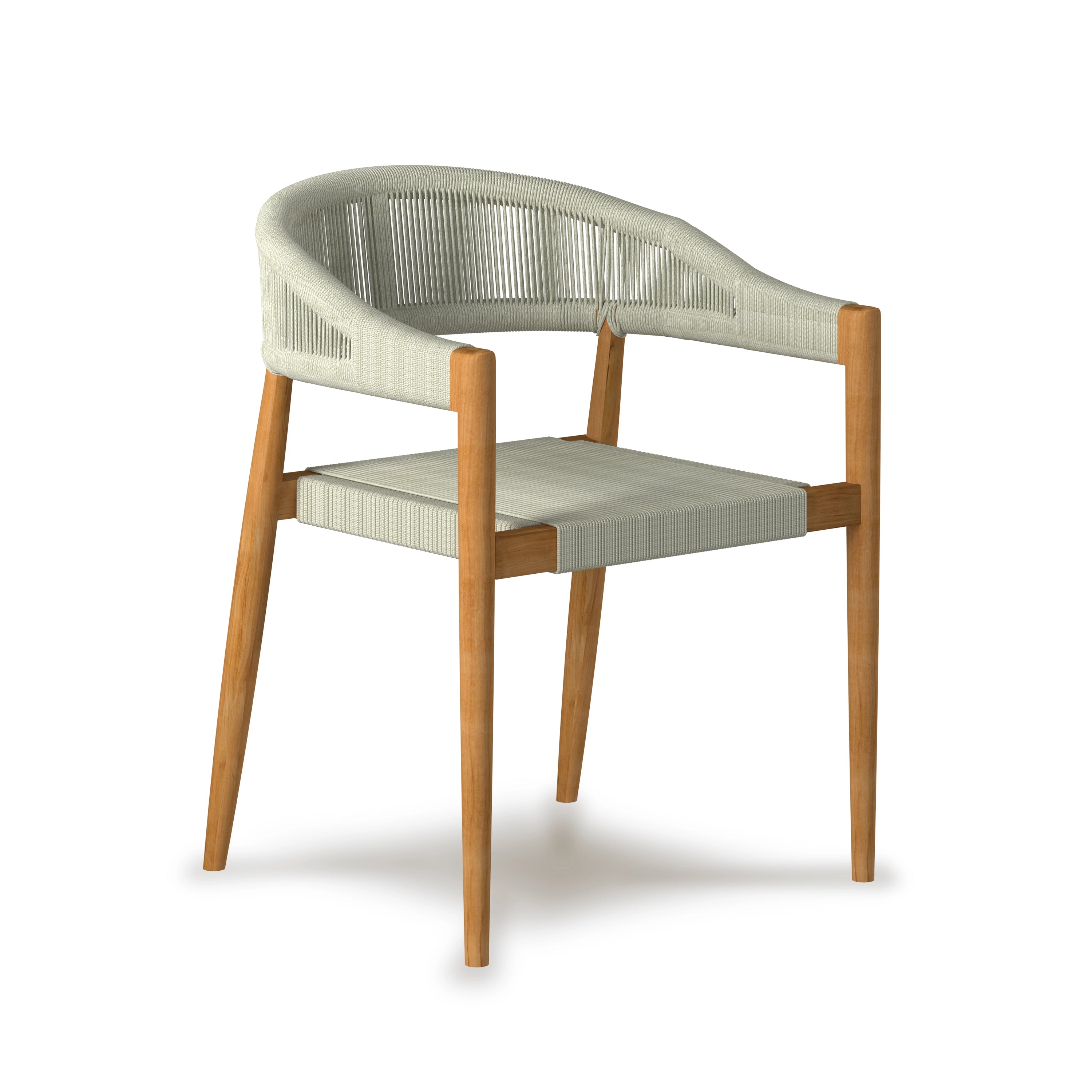 Valerie teak dining armchair with hand-woven rope, set of 4 — detail view