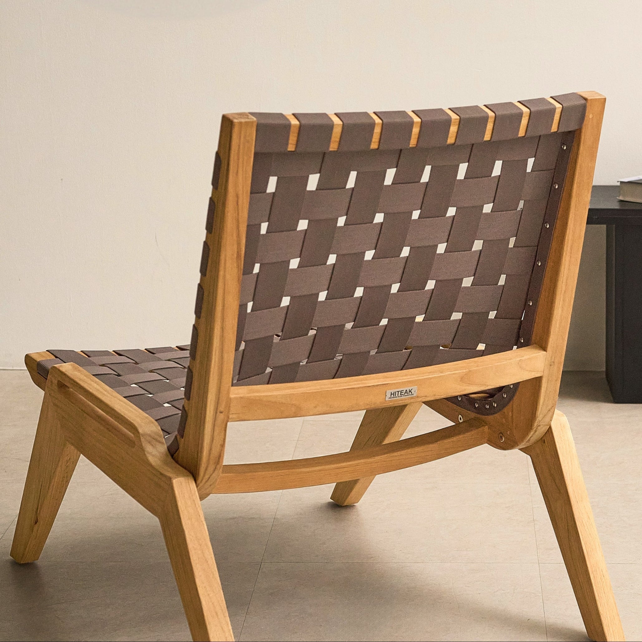 Laurent woven teak lounge chair side profile