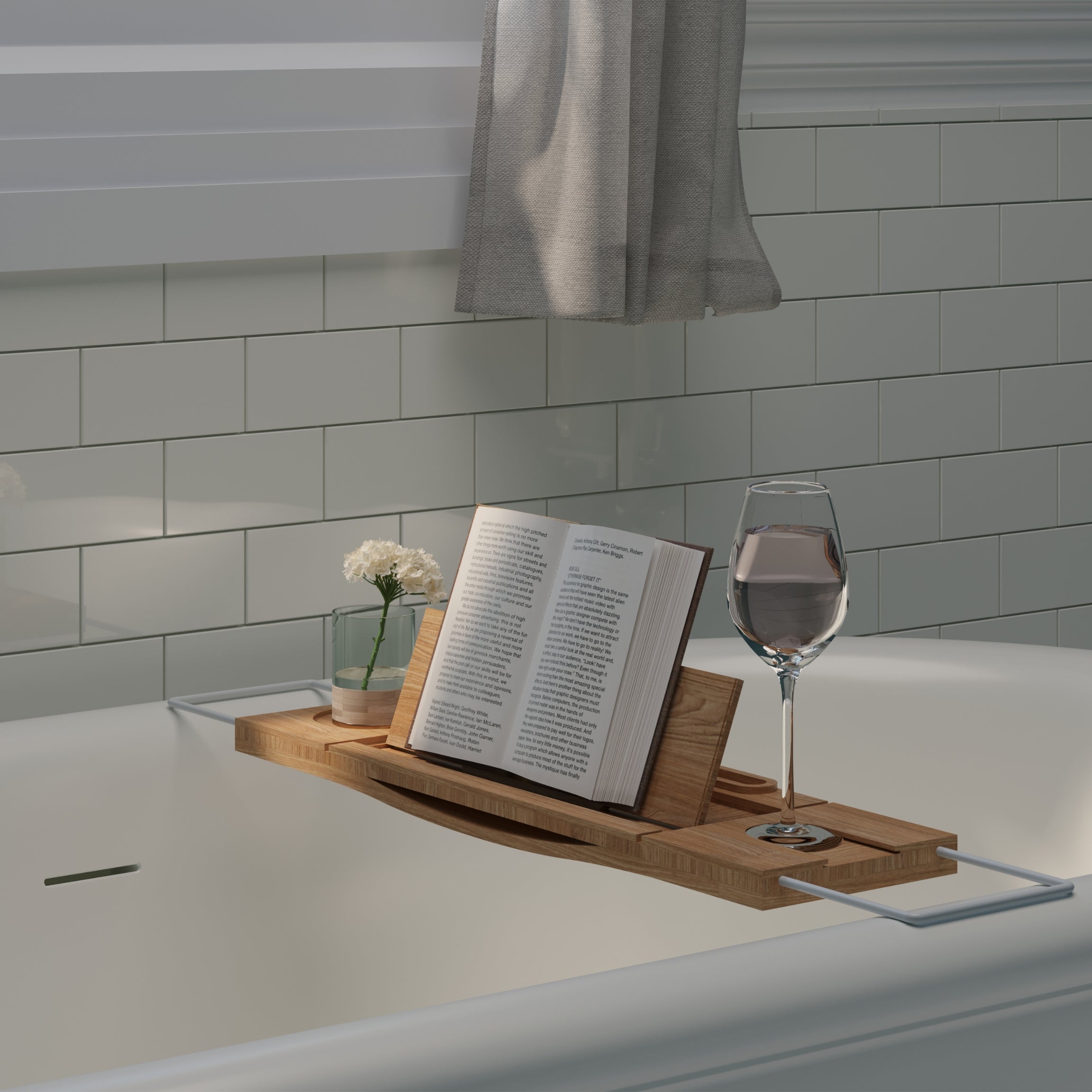 Les Bain teak bath caddy with dimensions