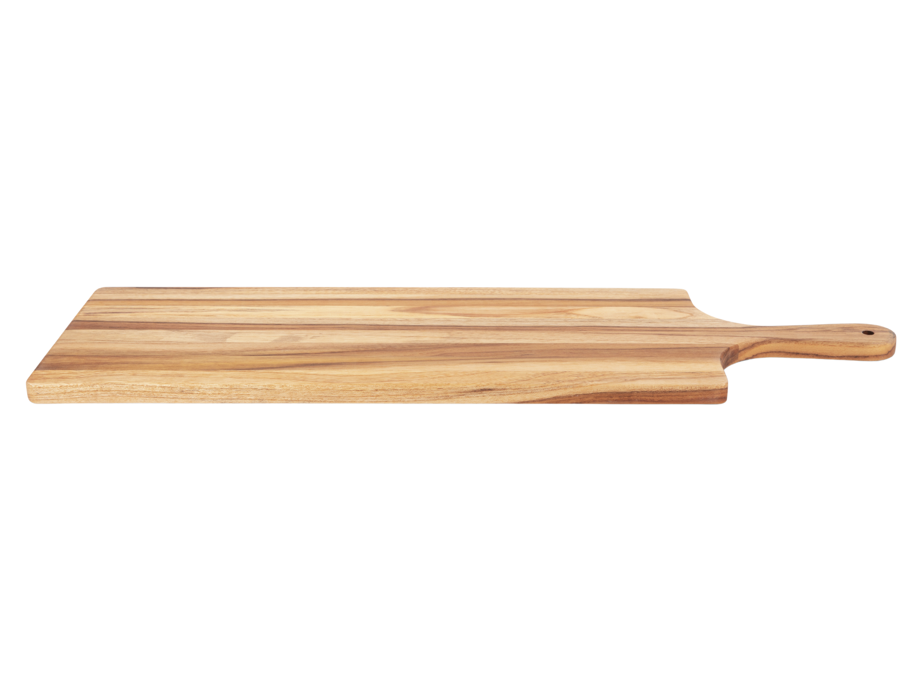 Le Charcuterie solid teak serving board with handle, by Curated Maison