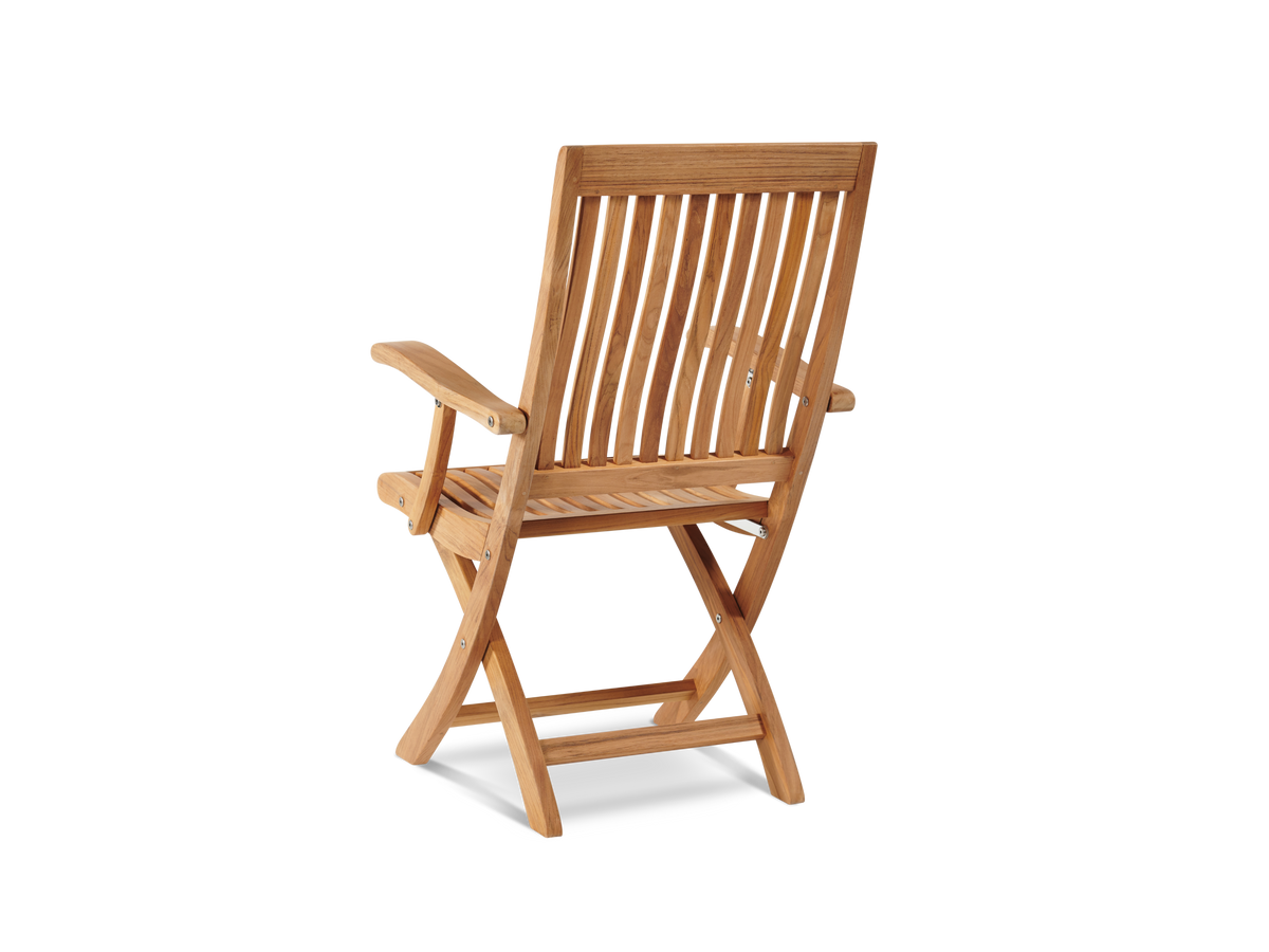 Florence teak dining armchair, angled view