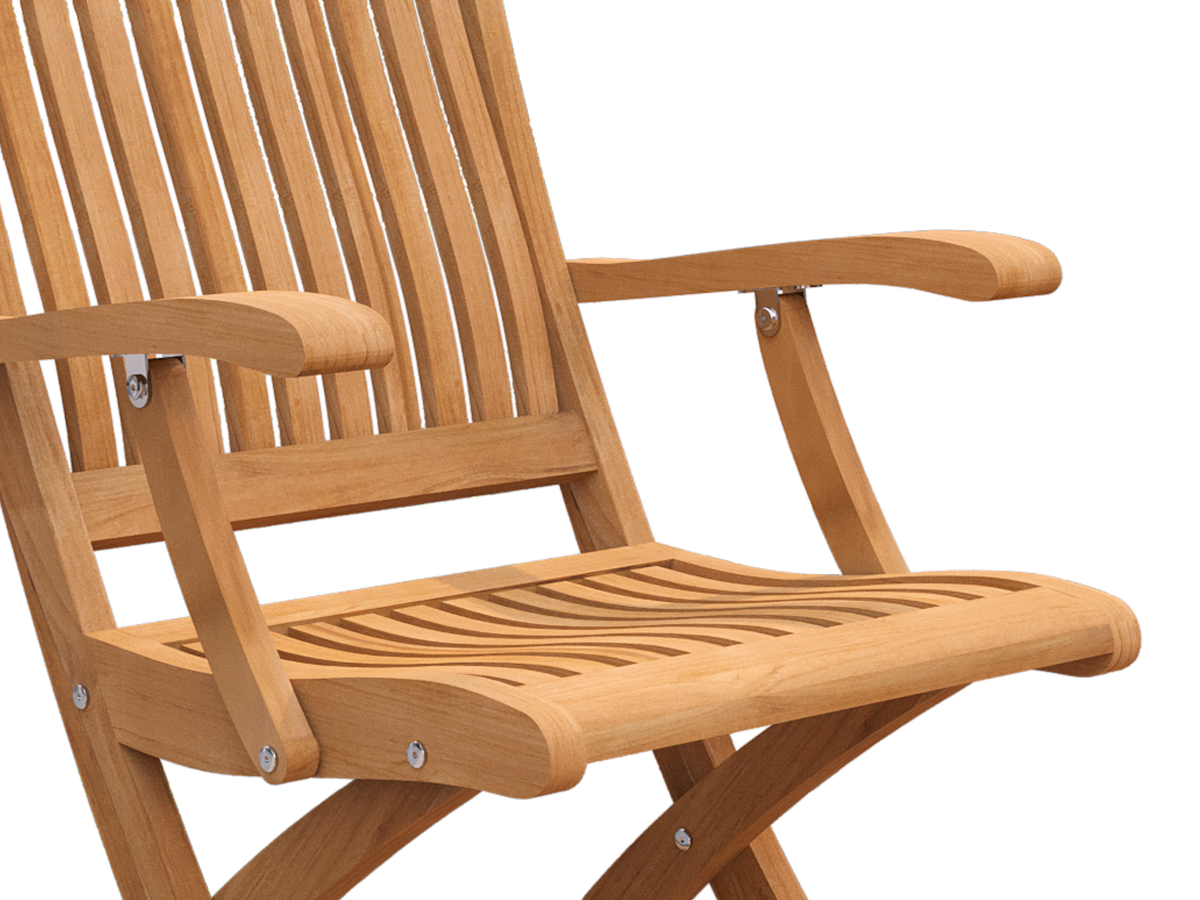 Florence teak dining armchair, folded for storage