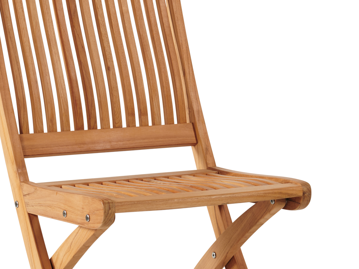 Florence teak dining side chair, folded for storage